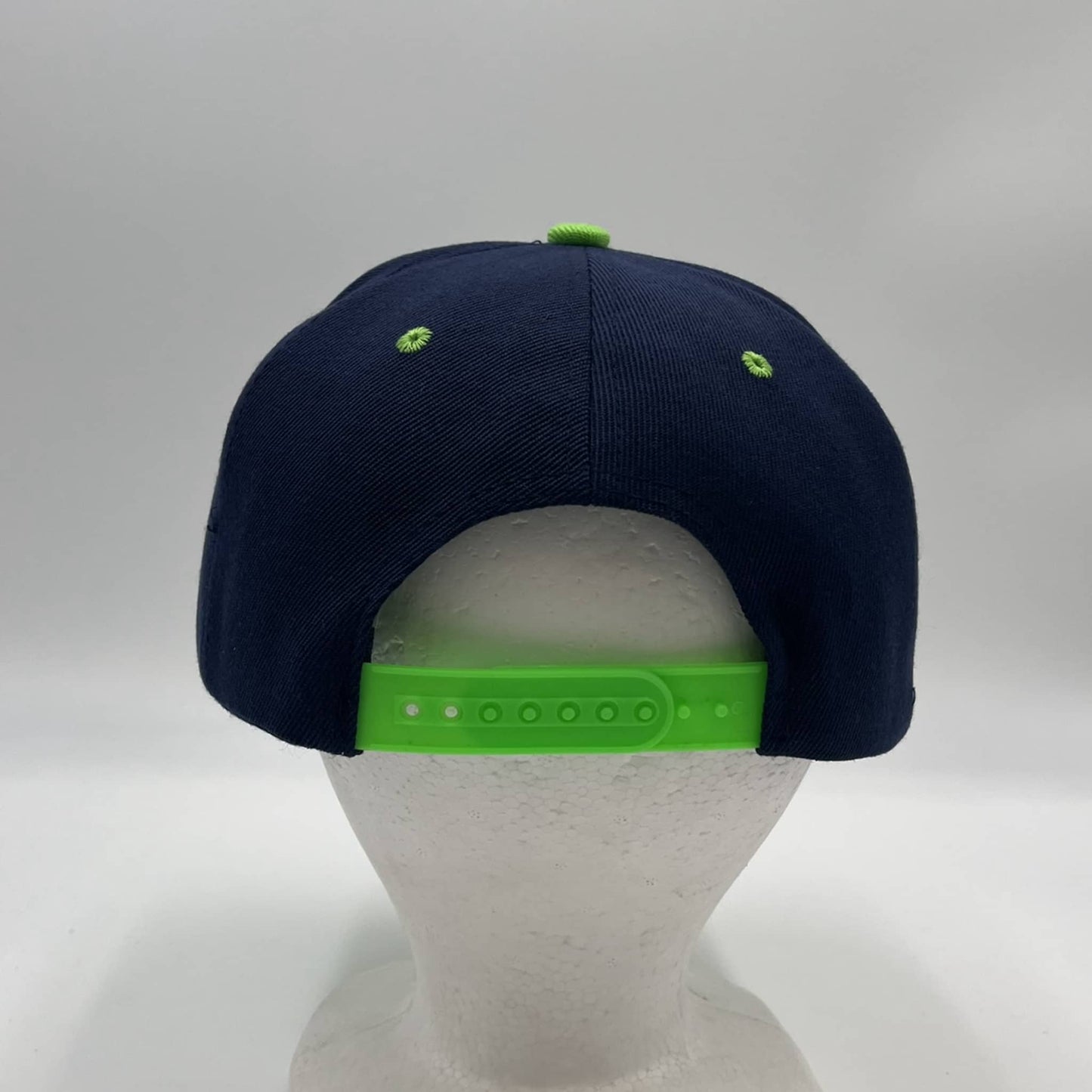 Alpha Omega Cap Plain Poly Snapback Navy Blue and Neon Green Lid 12 pack PFS02T13 Cap Hat