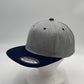 Plain Poly Snapback Light Textured Gray and Navy Blue Eyelets/Bill 12 pack PFS0562 Cap Hat