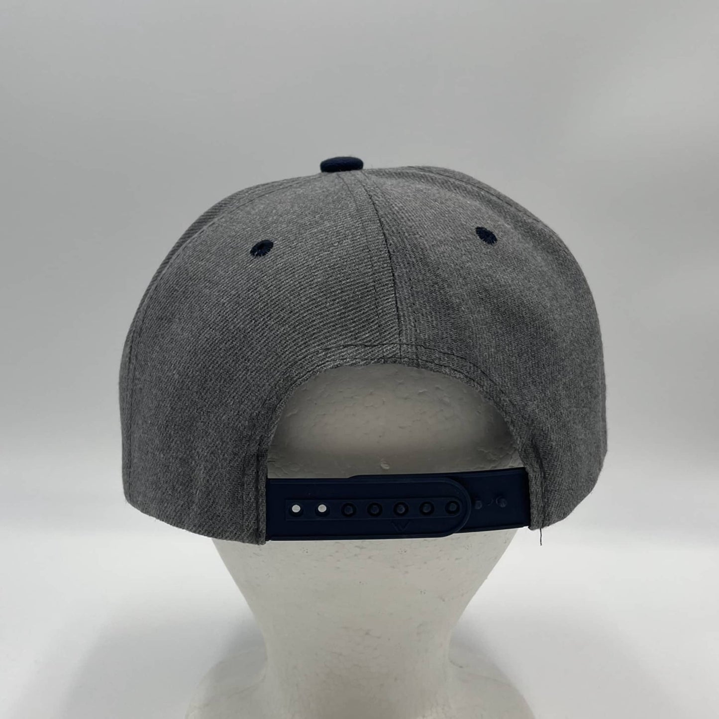 Alpha Omega Cap Plain Poly Snapback Dark Textured Gray and Navy Blue Eyelets/Bill 12 pack PFS0563 Cap Hat