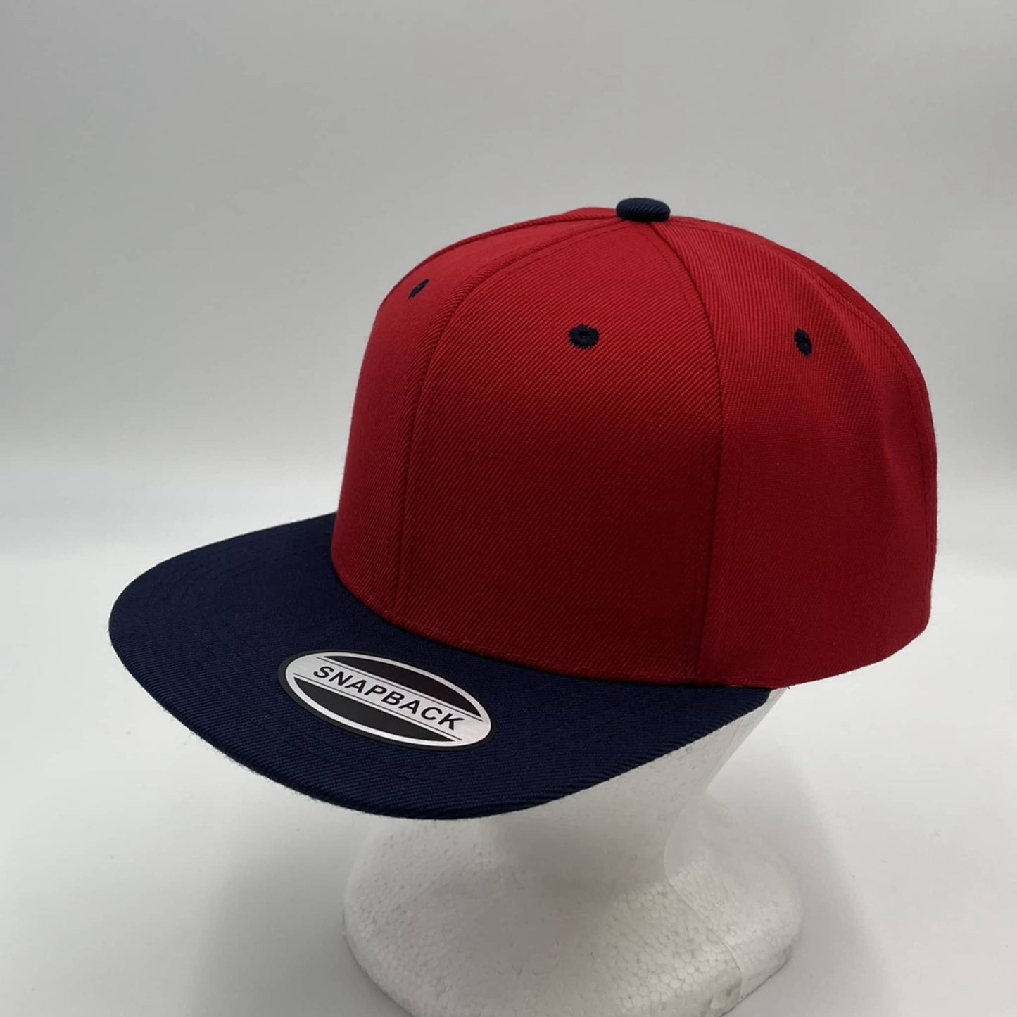 Alpha Omega Cap Plain Poly Snapback Red and Navy Blue Lid 12pack PFS02T16 Cap Hat