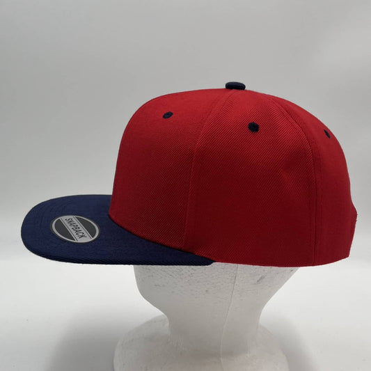 Plain Poly Snapback Red and Navy Blue Lid 12pack PFS02T16 Cap Hat