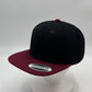 Plain Poly Snapback Black and Burgandy Lid 12 pack PFS02T14 Cap Hat