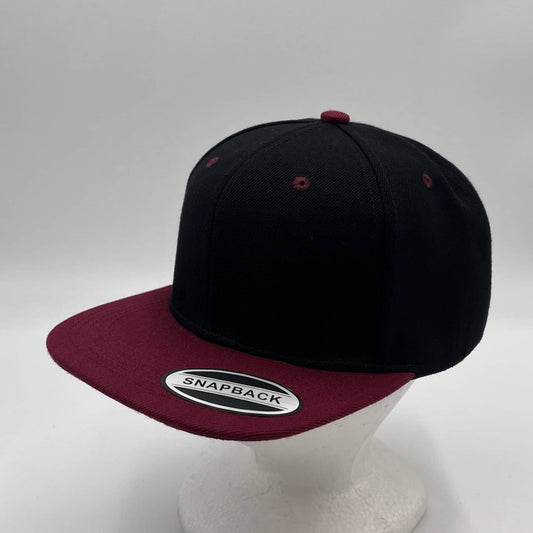 Plain Poly Snapback Black and Burgandy Lid 12 pack PFS02T14 Cap Hat