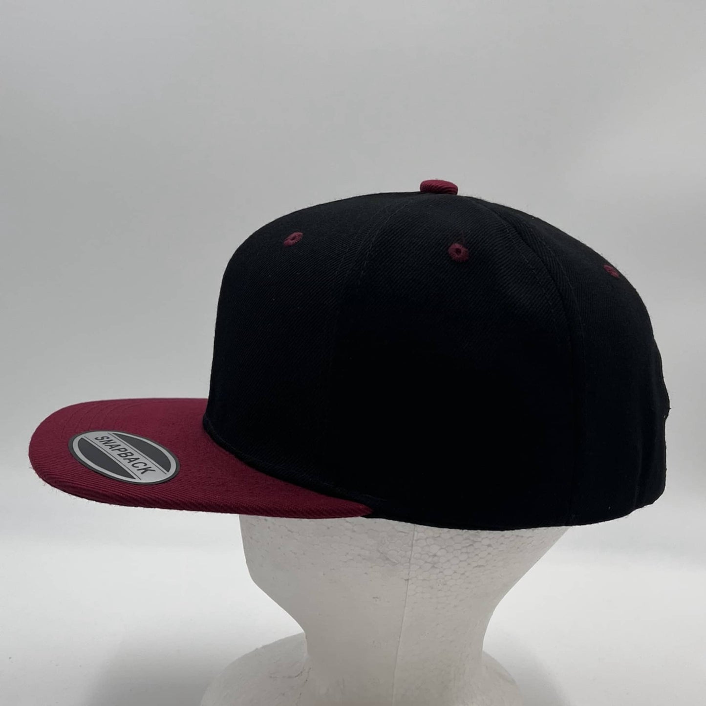 Alpha Omega Cap Plain Poly Snapback Black and Burgandy Lid 12 pack PFS02T14 Cap Hat