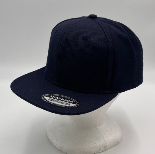Plain Poly Snapback Navy Blue 12 pack PFS0516 Cap Hat