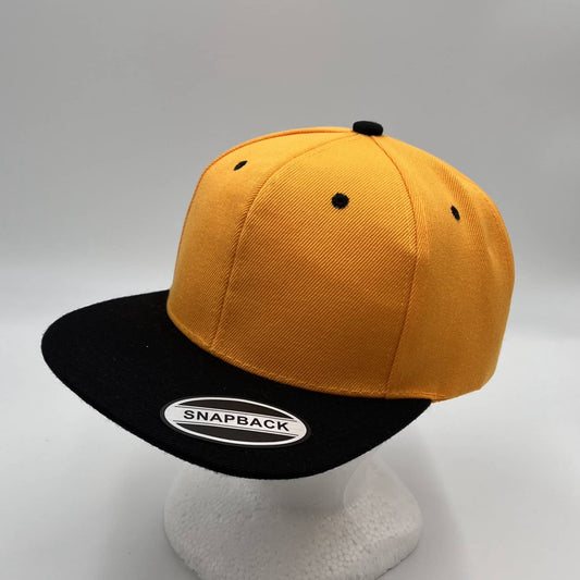 Alpha Omega Cap Plain Poly Snapback Yellow and Black Lid 12 pack PFS02T18 Cap Hat