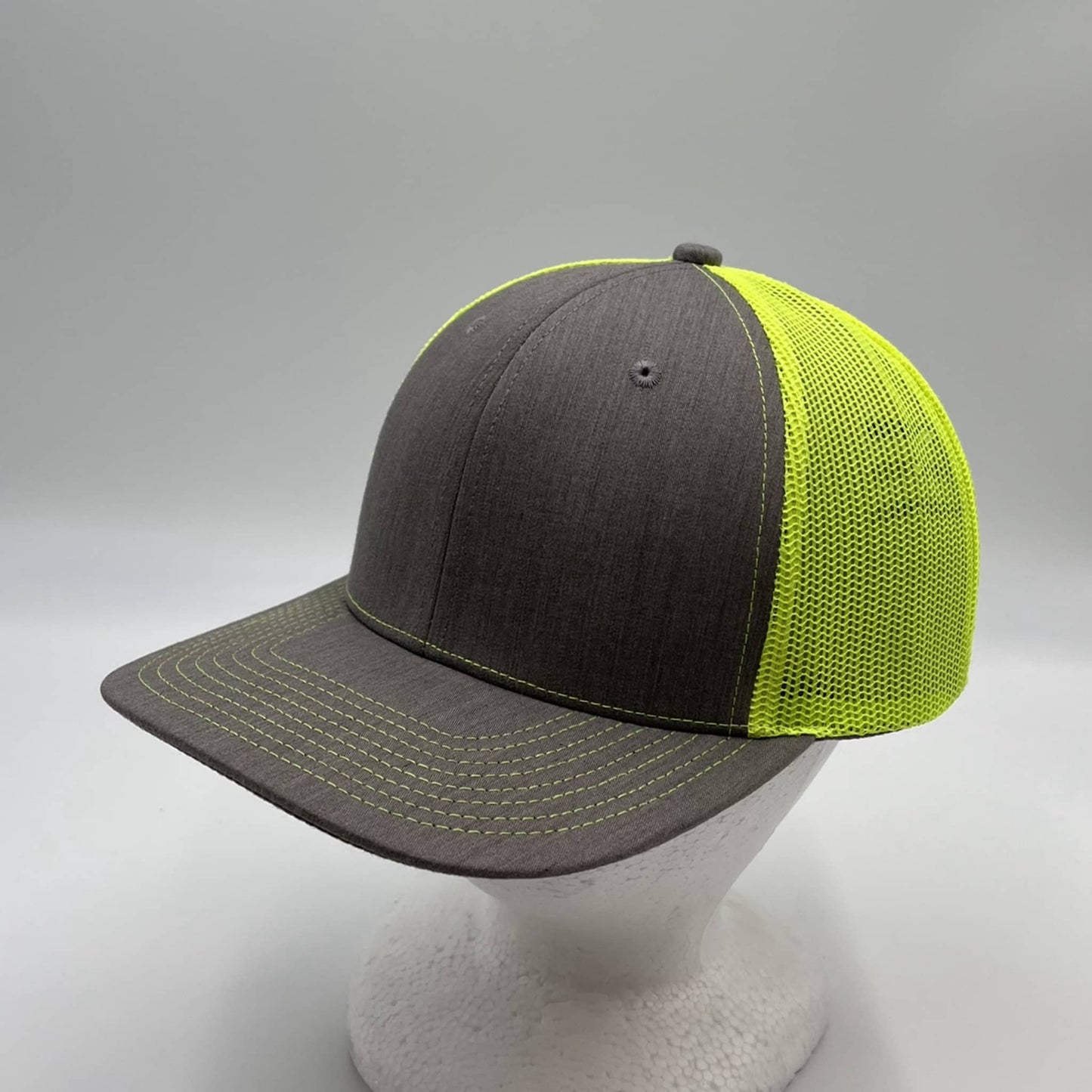 Plain Flat 6P Mesh Trucker Texture light gray and Neon Yellow Mesh 12 pack CF6M1832 Cap Hat