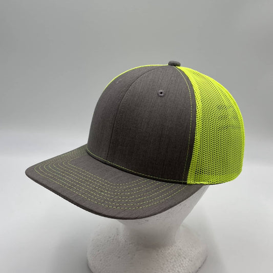 Alpha Omega Cap Plain Flat 6P Mesh Trucker Texture light gray and Neon Yellow Mesh 12 pack CF6M1832 Cap Hat