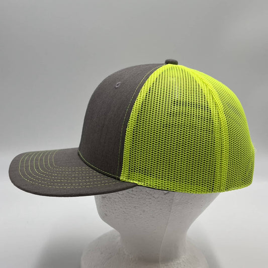 Alpha Omega Cap Plain Flat 6P Mesh Trucker Texture light gray and Neon Yellow Mesh 12 pack CF6M1832 Cap Hat