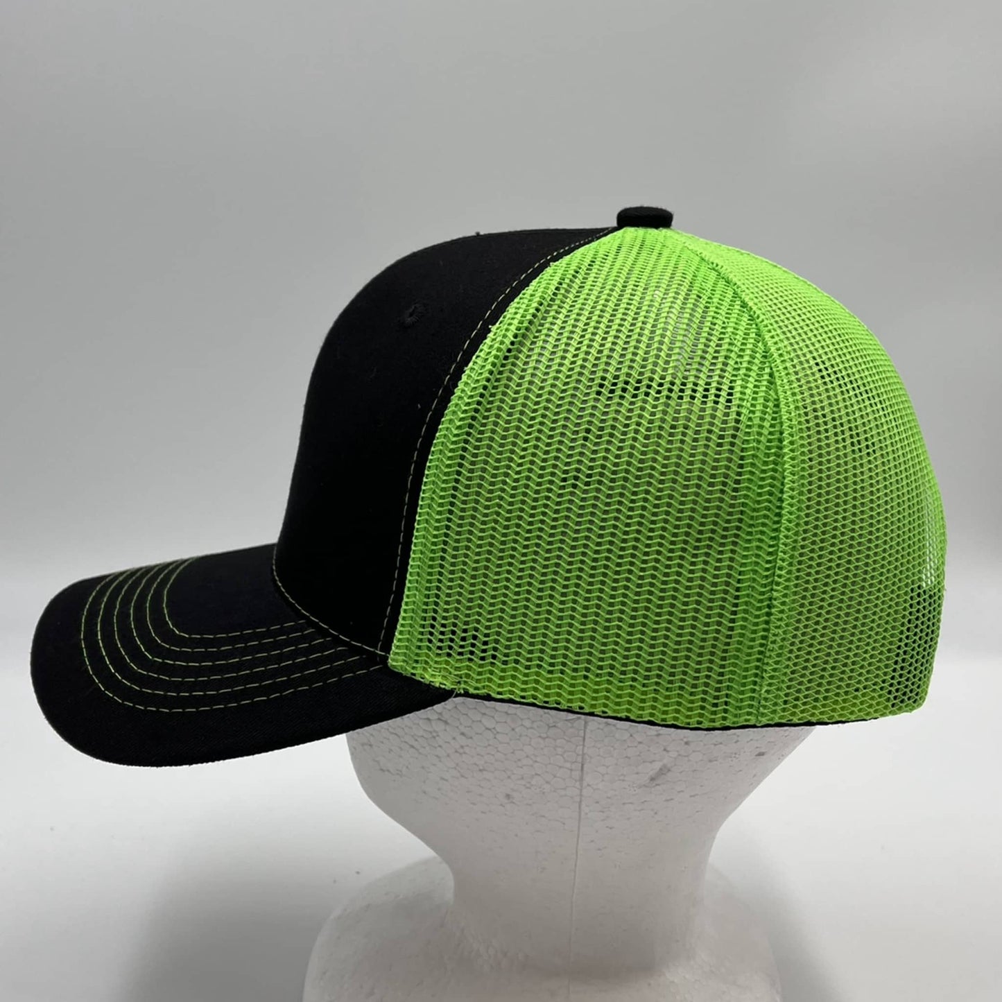 Alpha Omega Cap Plain Mesh Velcro Black and Neon Green Mesh 12-pack CTM1143 Cap Hat