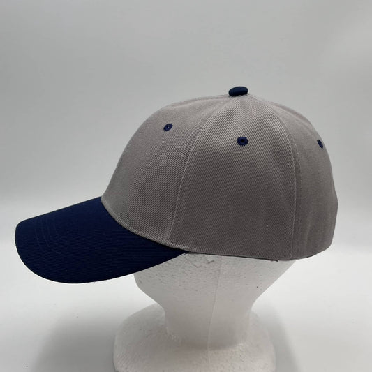 Plain Two Tone Velcro Gray and Navy Blue Eyelets/Bill 12 pack PCV0218 Cap Hat