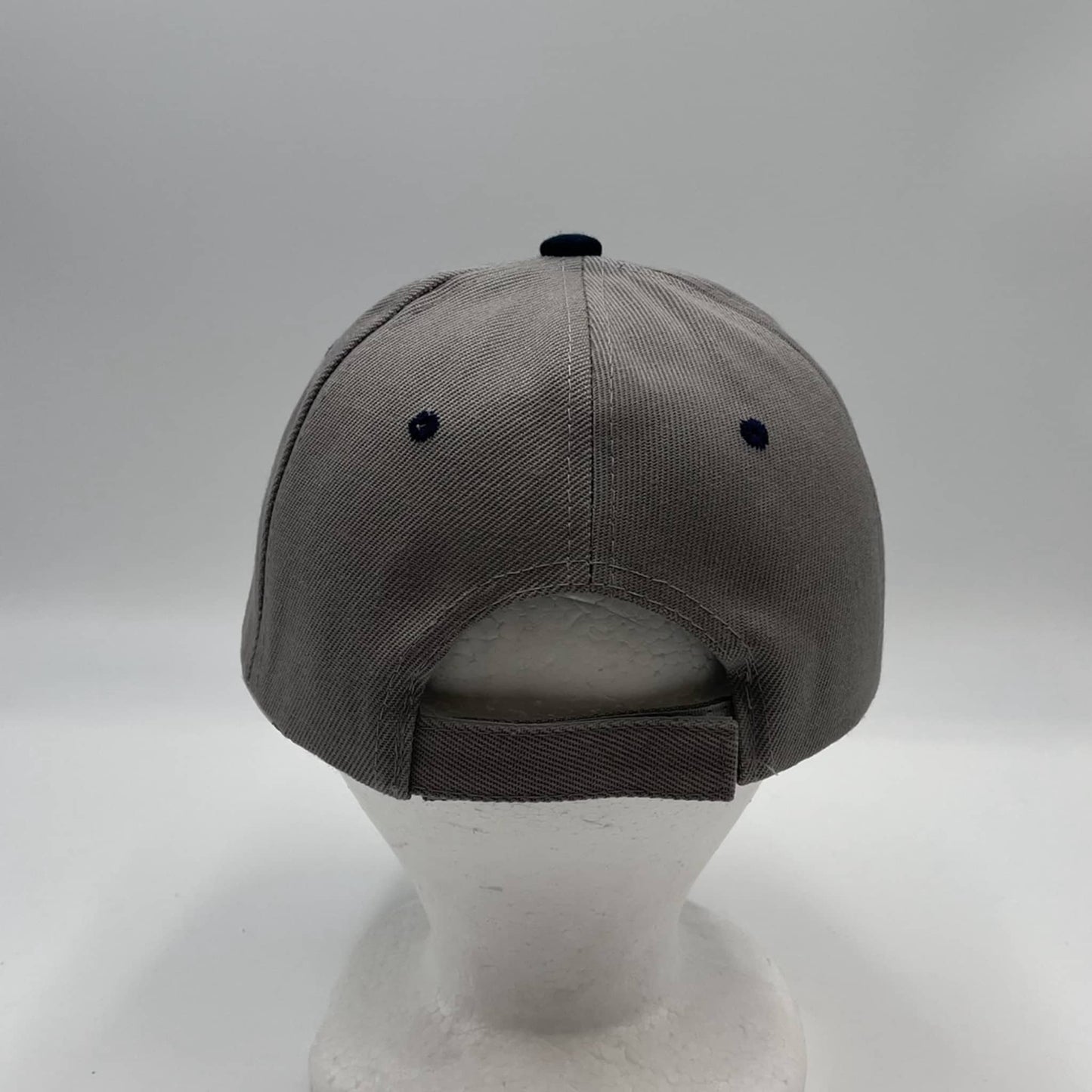 Plain Two Tone Velcro Gray and Navy Blue Eyelets/Bill 12 pack PCV0218 Cap Hat