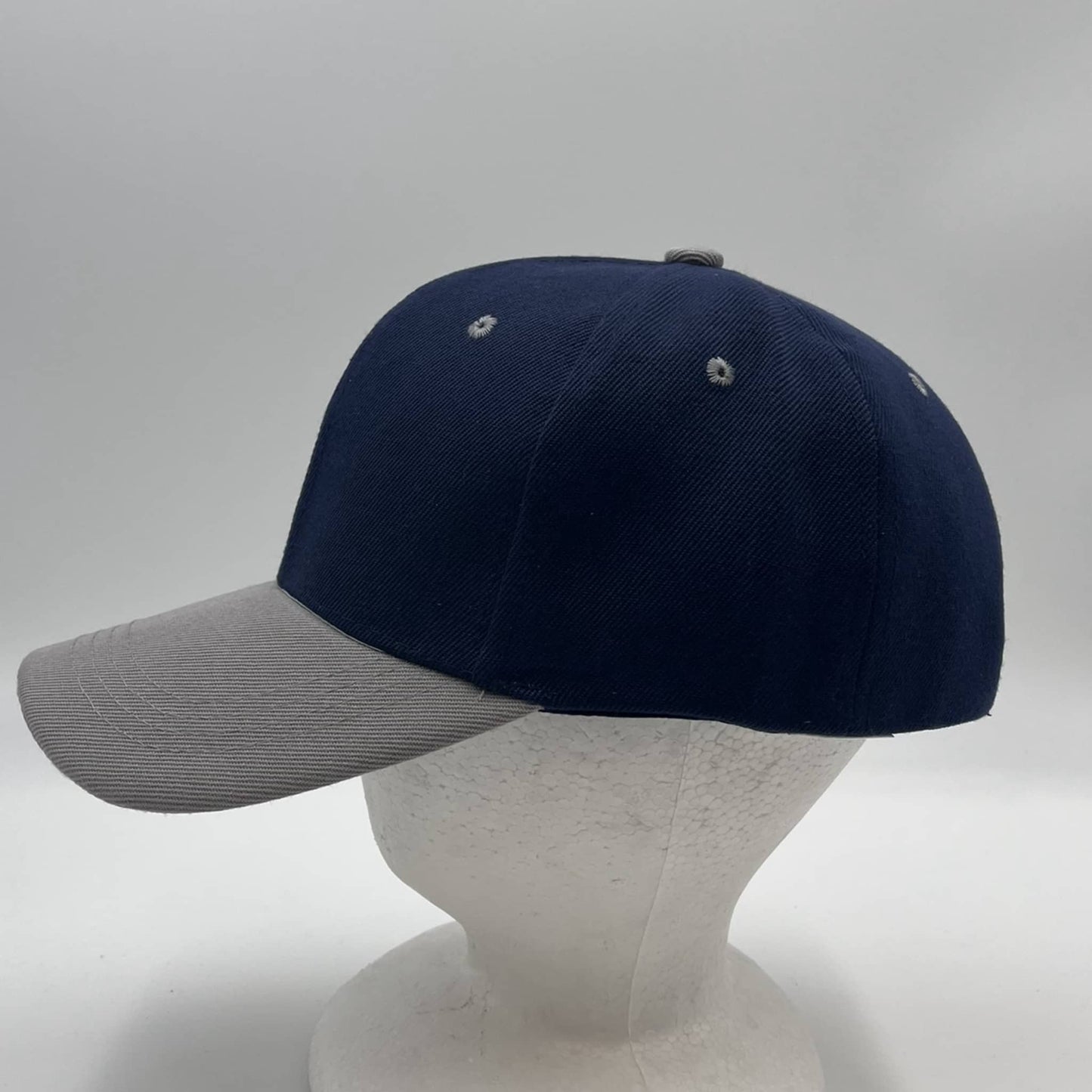 Alpha Omega Cap Plain Two Tone Velcro Navy Blue and Dark Gray Eyelets/Bill 12 pack PCV0216 Cap Hat