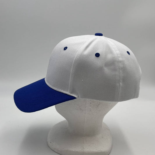 Plain Two Tone Velcro White and Blue Eyelets/Bill 12 pack PCV0217 Cap Hat