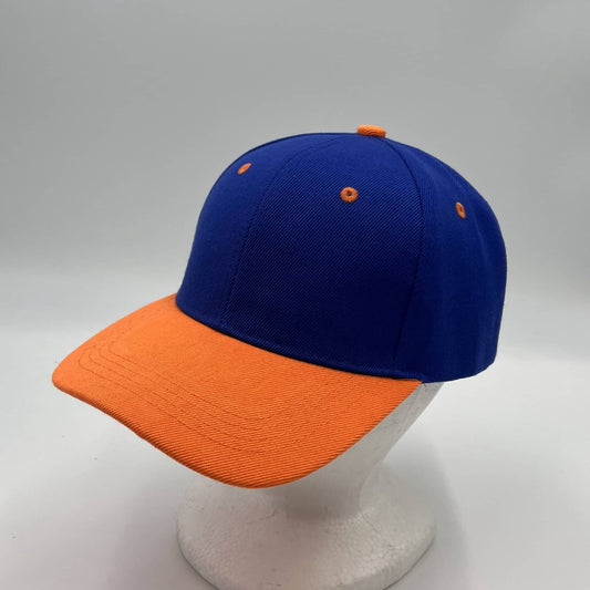 Plain Two Tone Velcro Blue and Orange Eyelets/Bill 12 pack PCV0221 Cap Hat