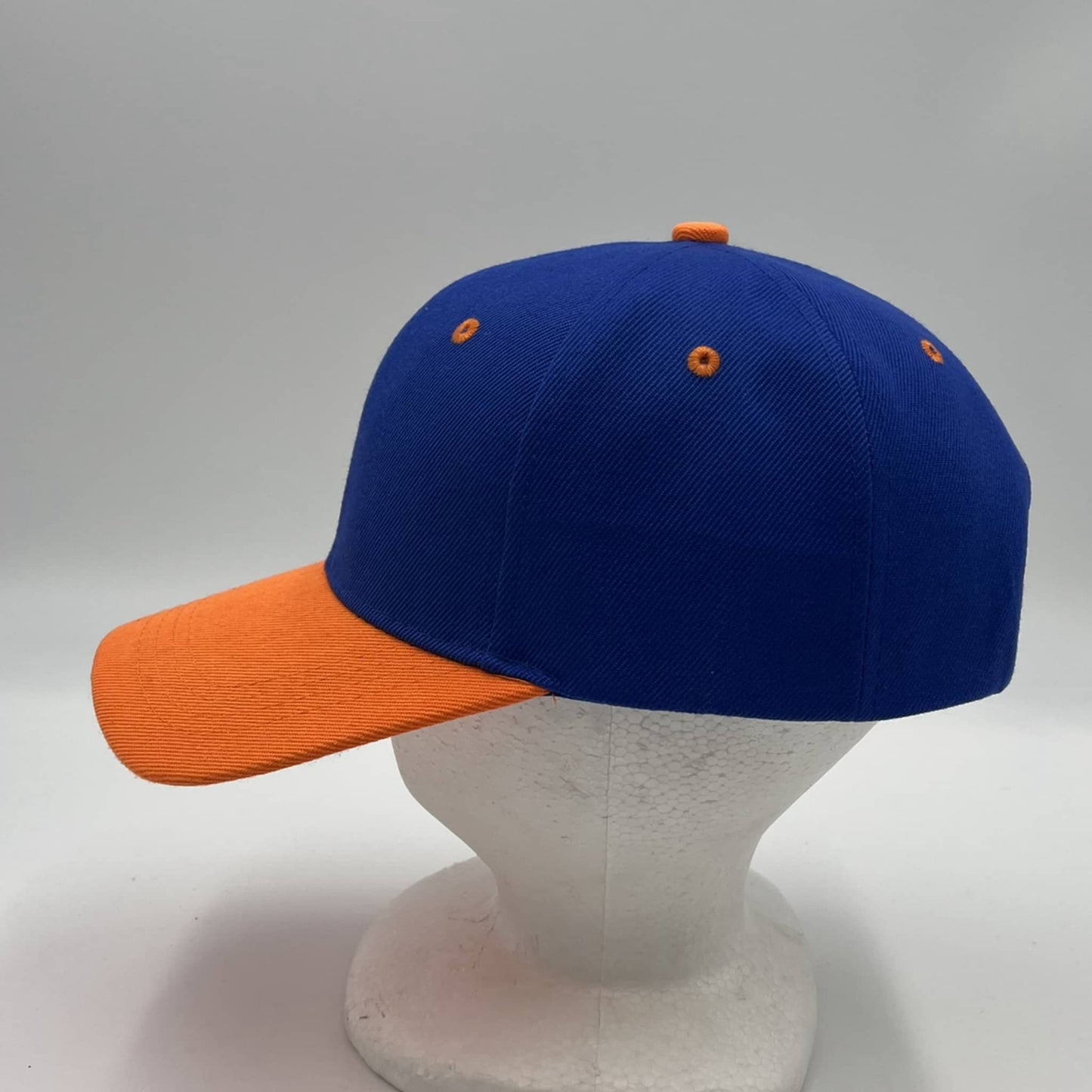 Alpha Omega Cap Plain Two Tone Velcro Blue and Orange Eyelets/Bill 12 pack PCV0221 Cap Hat