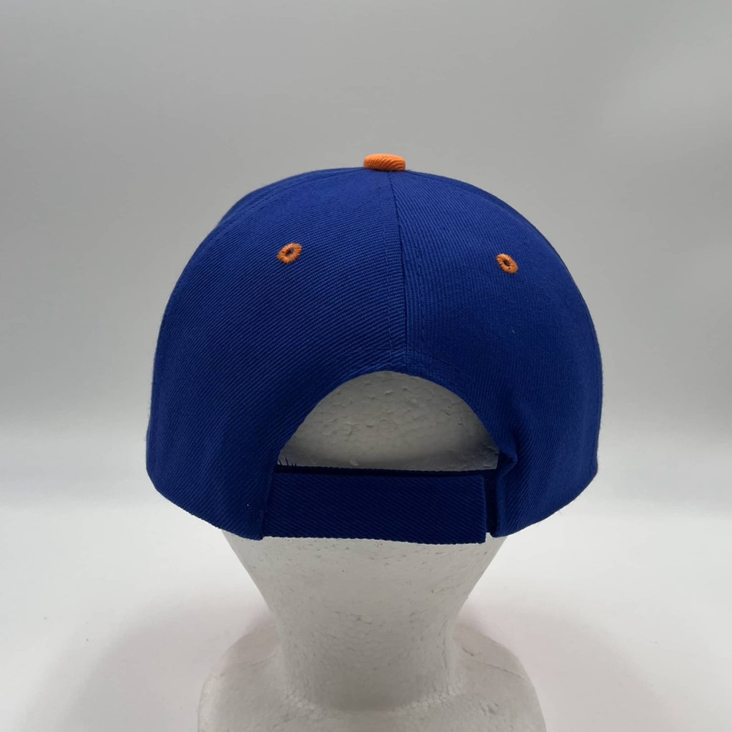 Plain Two Tone Velcro Blue and Orange Eyelets/Bill 12 pack PCV0221 Cap Hat