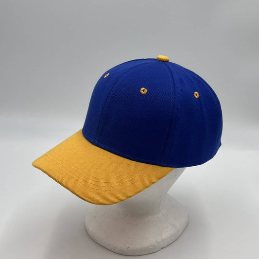 Alpha Omega Cap Plain Two Tone Velcro Blue and Yellow Eyelets/Bill 12 pack PCV0220 Cap Hat