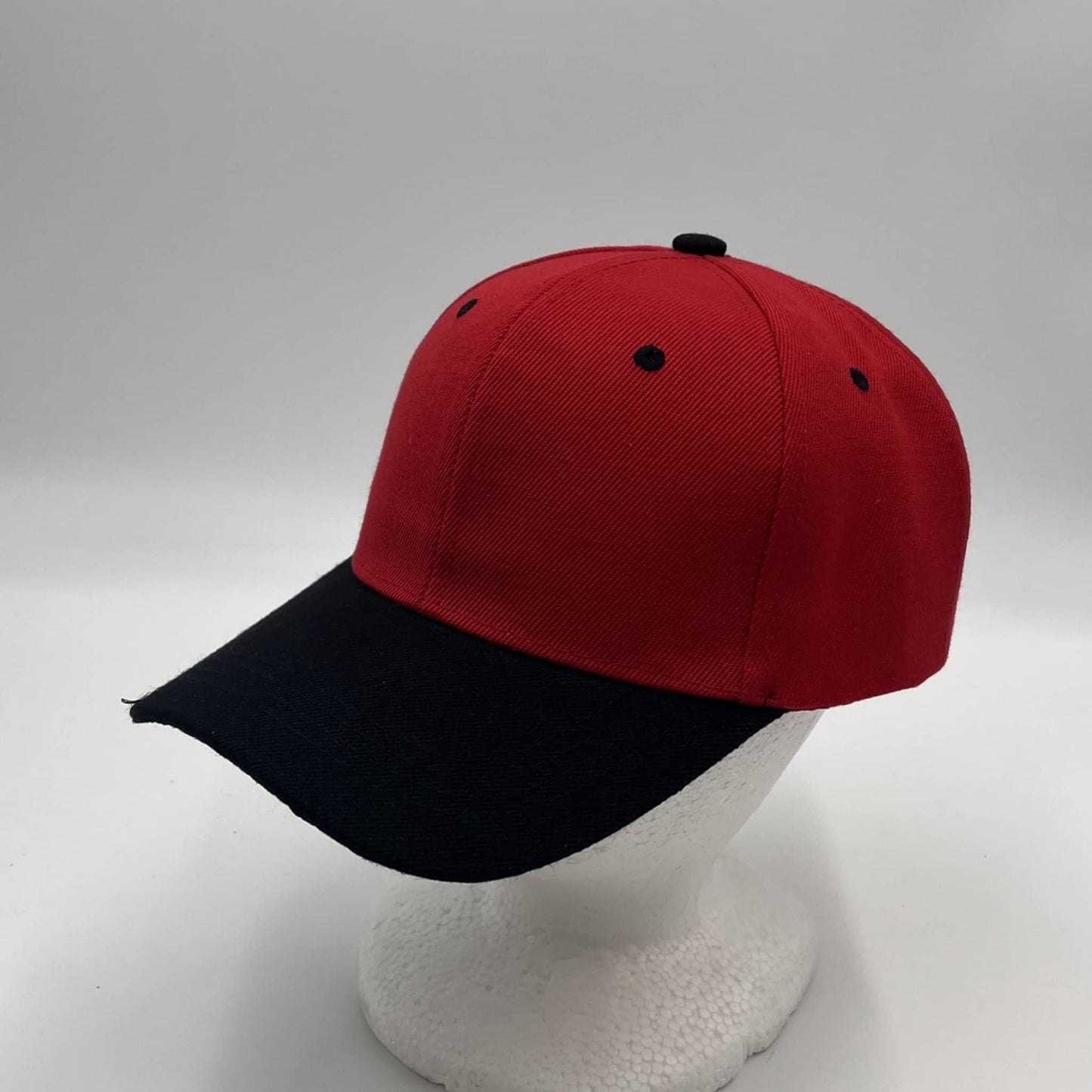 Alpha Omega Cap Plain Two Tone Velcro Red and Black Eyelets/Bill 12 pack PCV0212 Cap Hat