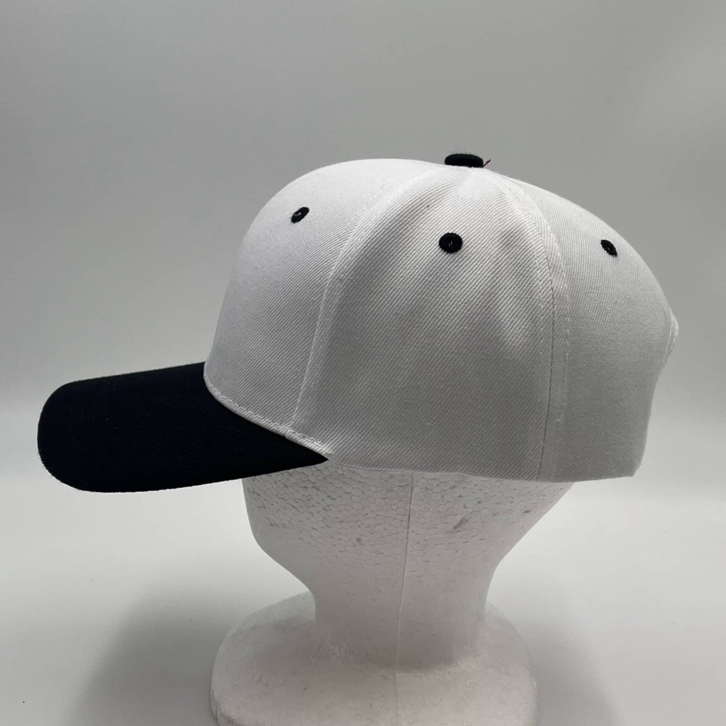 Plain Two Tone Velcro White and Black Eyelets/Bill 12 pack PCV0208 Cap Hat