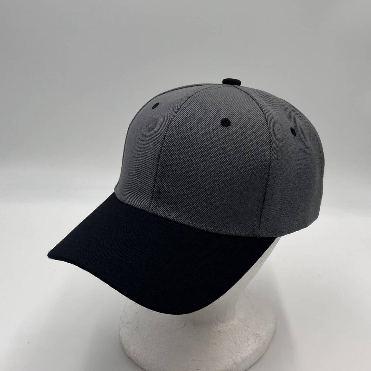 Alpha Omega Cap Plain Two Tone Velcro Gray and Black Eyelets/Bill 12 pack PCV0207 Cap Hat