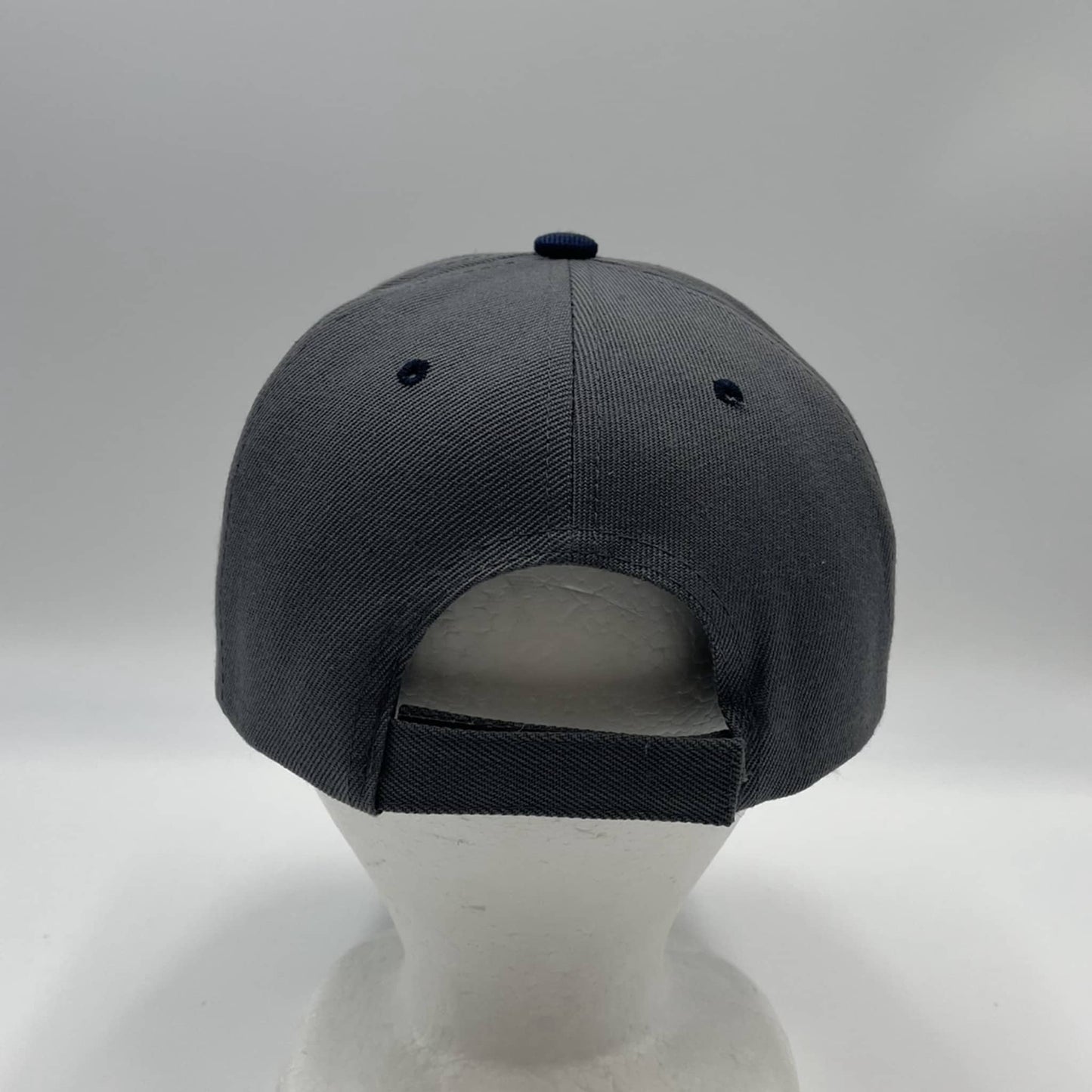 Plain Two Tone Velcro Dark Gray and Navy Blue Eyelets/Bill 12 pack PCV0213 Cap Hat