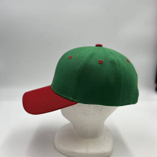 Alpha Omega Cap Plain Two Tone Velcro Green and Red Eyelets/Bill 12 pack PCV0206 Cap Hat