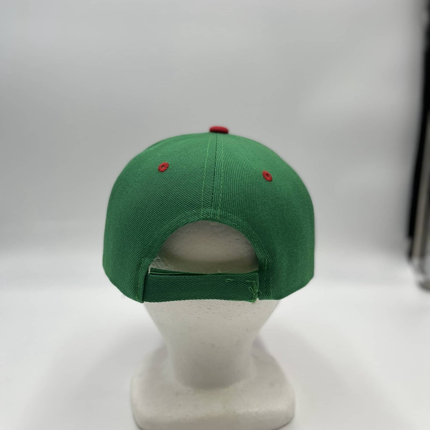 Plain Two Tone Velcro Green and Red Eyelets/Bill 12 pack PCV0206 Cap Hat