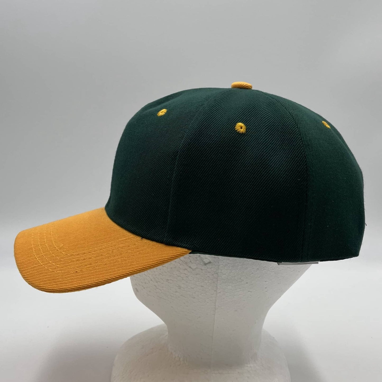 Plain Two Tone Velcro Green and Yellow Eyelets/Bill 12 pack PCV0226 Cap Hat