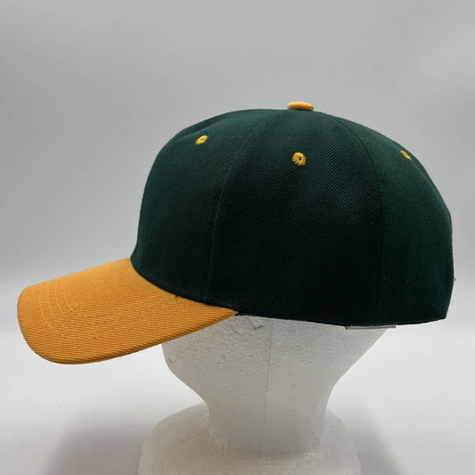 Plain Two Tone Velcro Green and Yellow Eyelets/Bill 12 pack PCV0226 Cap Hat