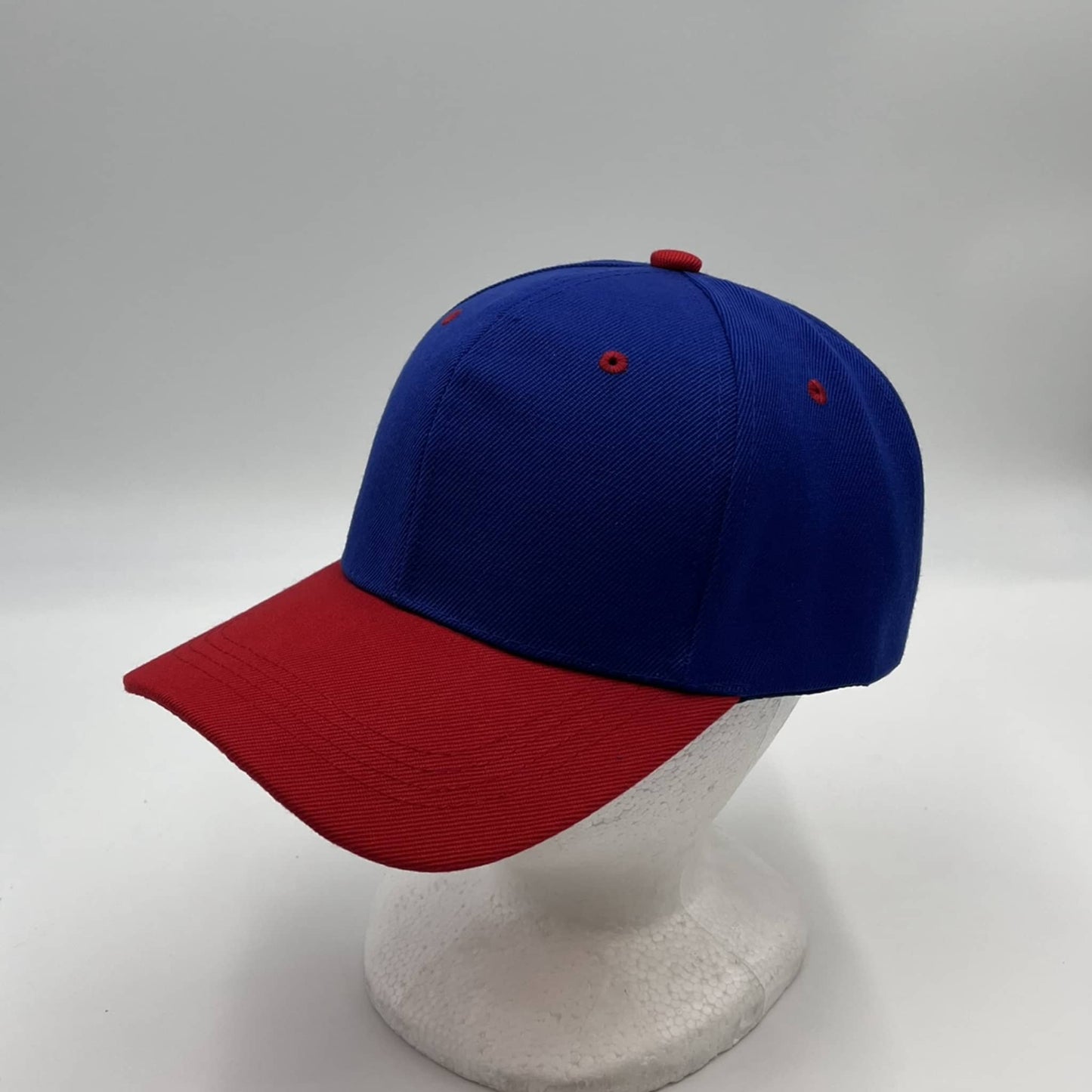 Plain Two Tone Velcro Blue and Red Eyelets/Bill 12 pack PCV0211 Cap Hat
