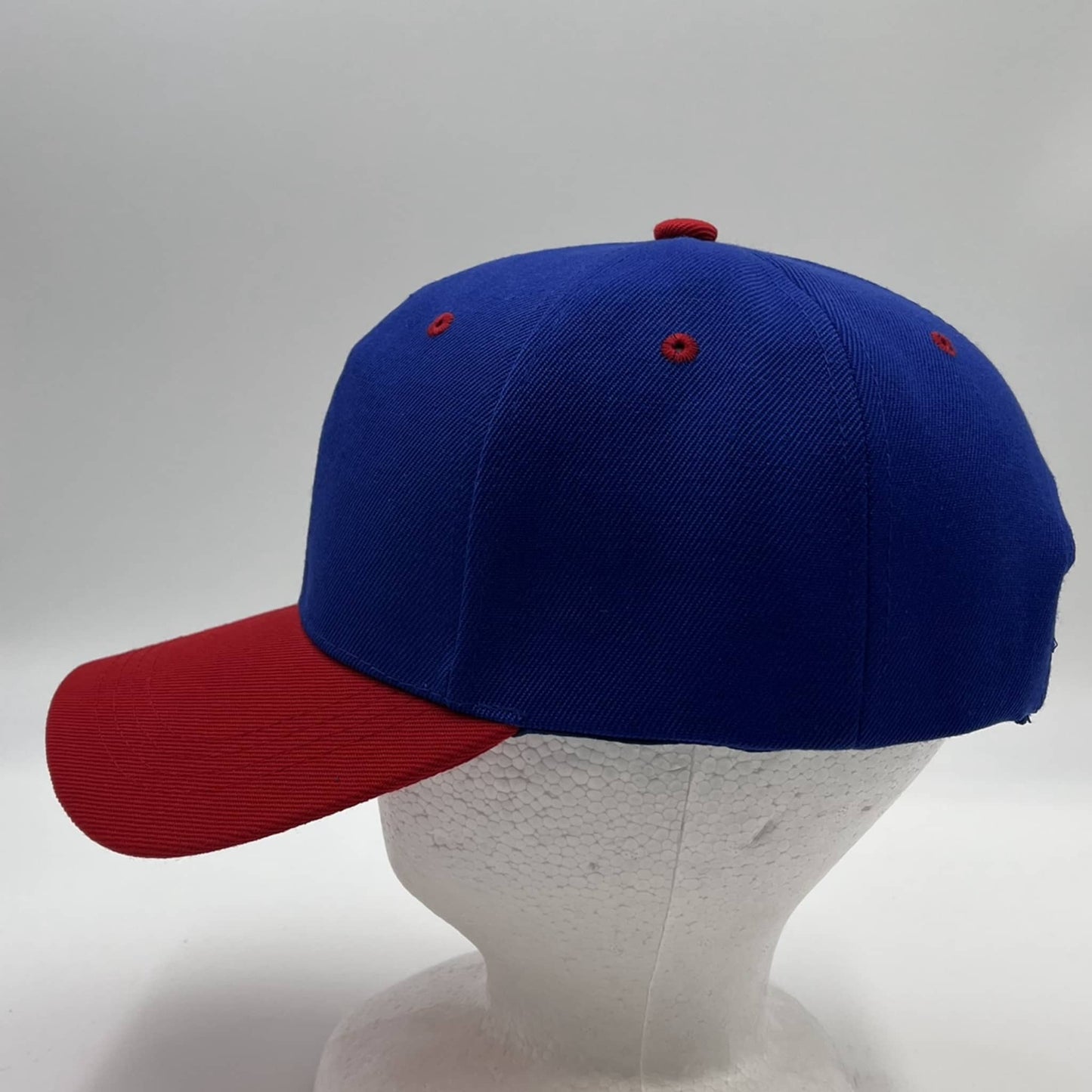 Plain Two Tone Velcro Blue and Red Eyelets/Bill 12 pack PCV0211 Cap Hat