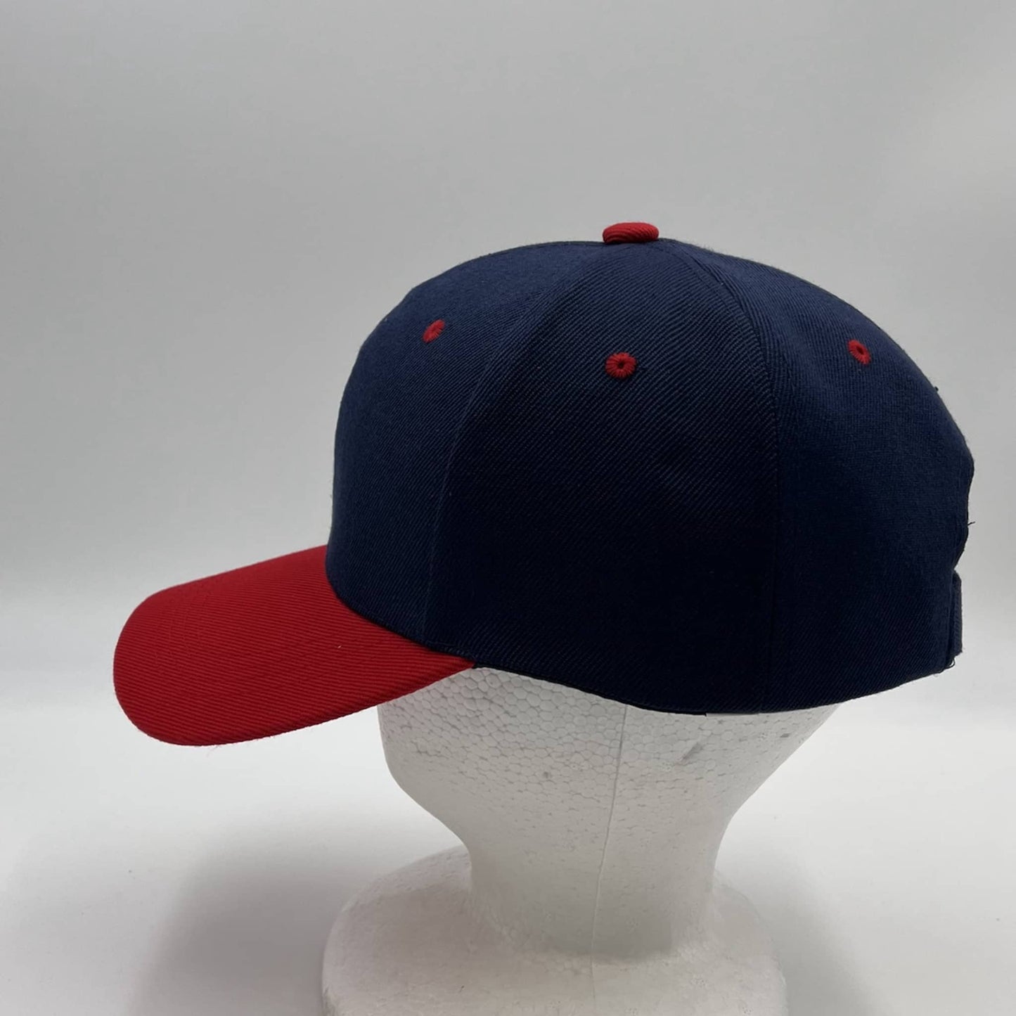 Plain Two Tone Velcro Navy Blue and Red Eyelets/Bill 12 pack PCV0230 Cap Hat