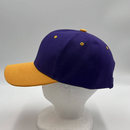Plain Two Tone Velcro Purple and Yellow Eyelets/Bill PCV0210 Cap Hat pack