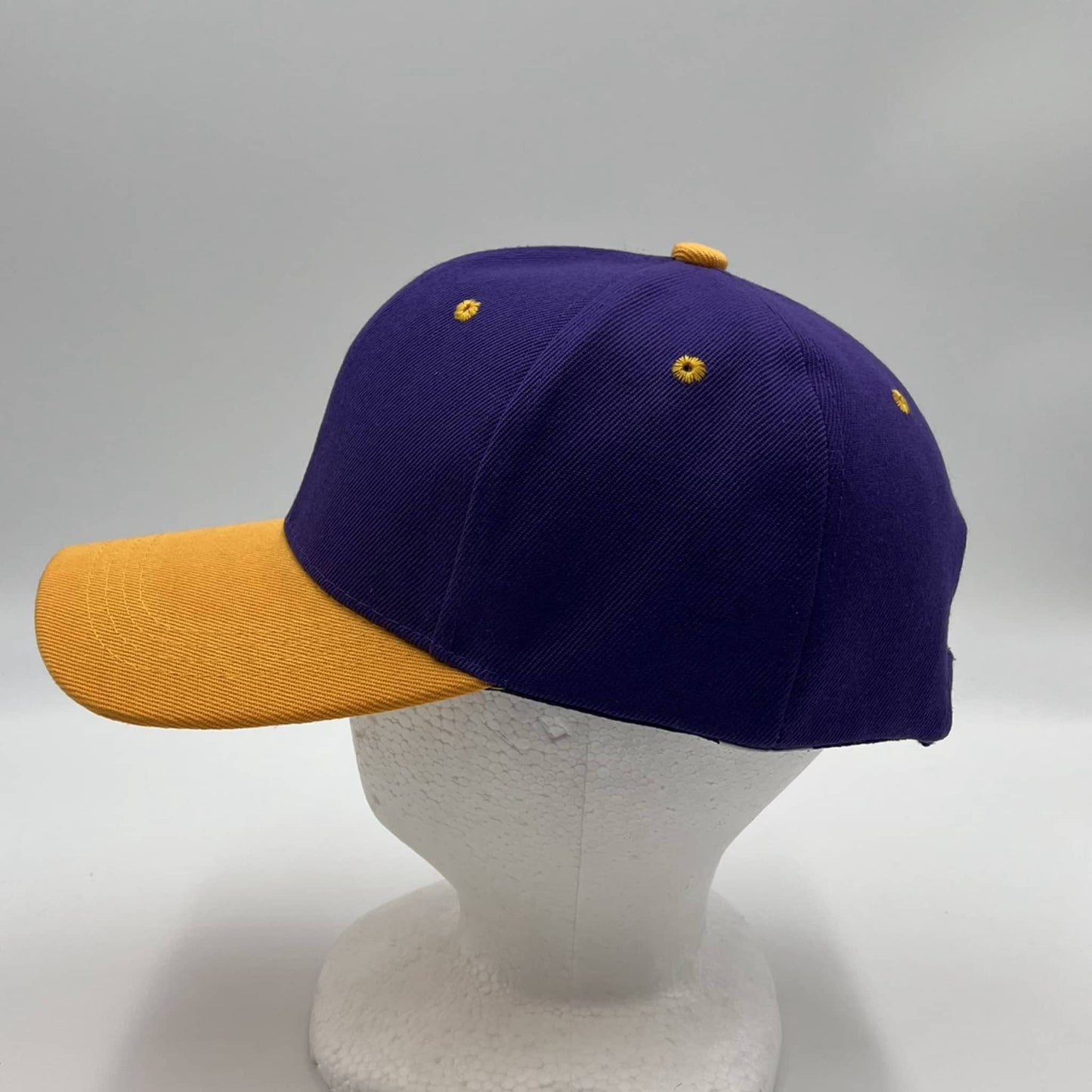 Alpha Omega Cap Plain Two Tone Velcro Purple and Yellow Eyelets/Bill  PCV0210 Cap Hat pack