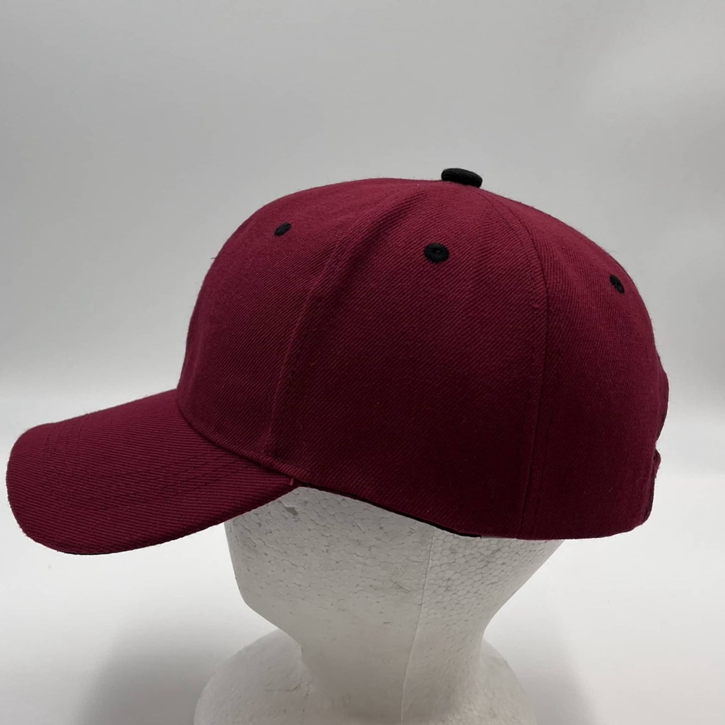 Plain Sandwich Velcro Maroon and Black Eyelets 12 pack PCV0319 Cap Hat