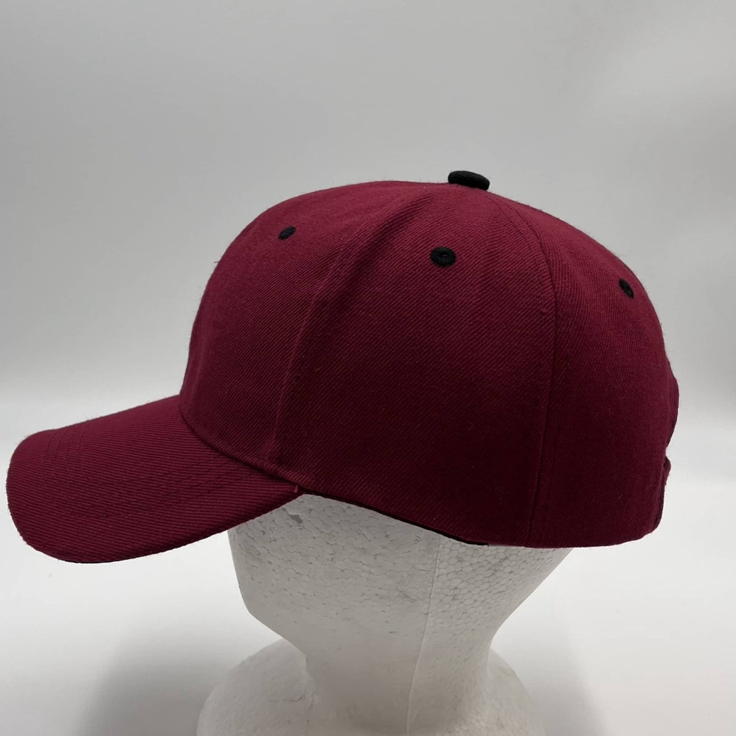 Alpha Omega Cap Plain Sandwich Velcro Maroon and Black Eyelets 12 pack PCV0319 Cap Hat