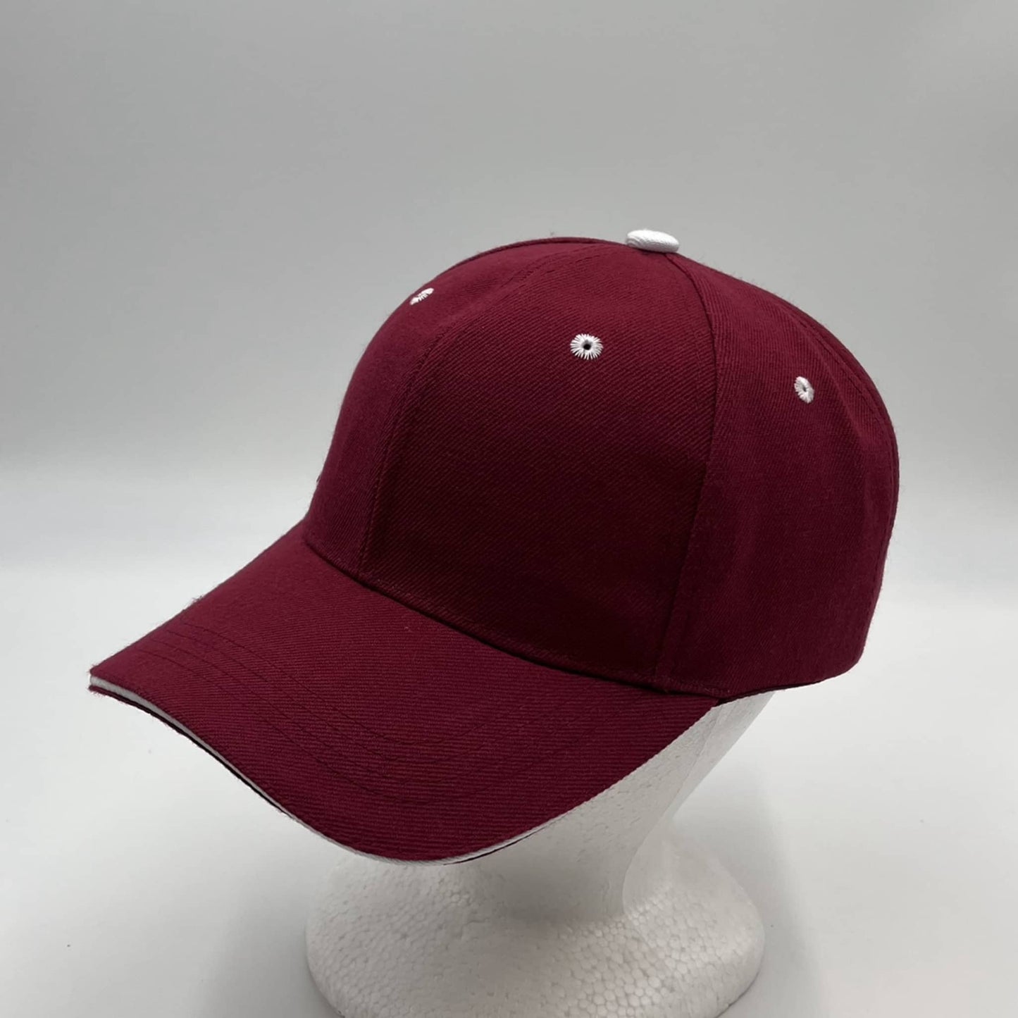 Alpha Omega Cap Plain Sandwich Velcro Maroon and White Eyelets 12 pack PCV0320 Cap Hat