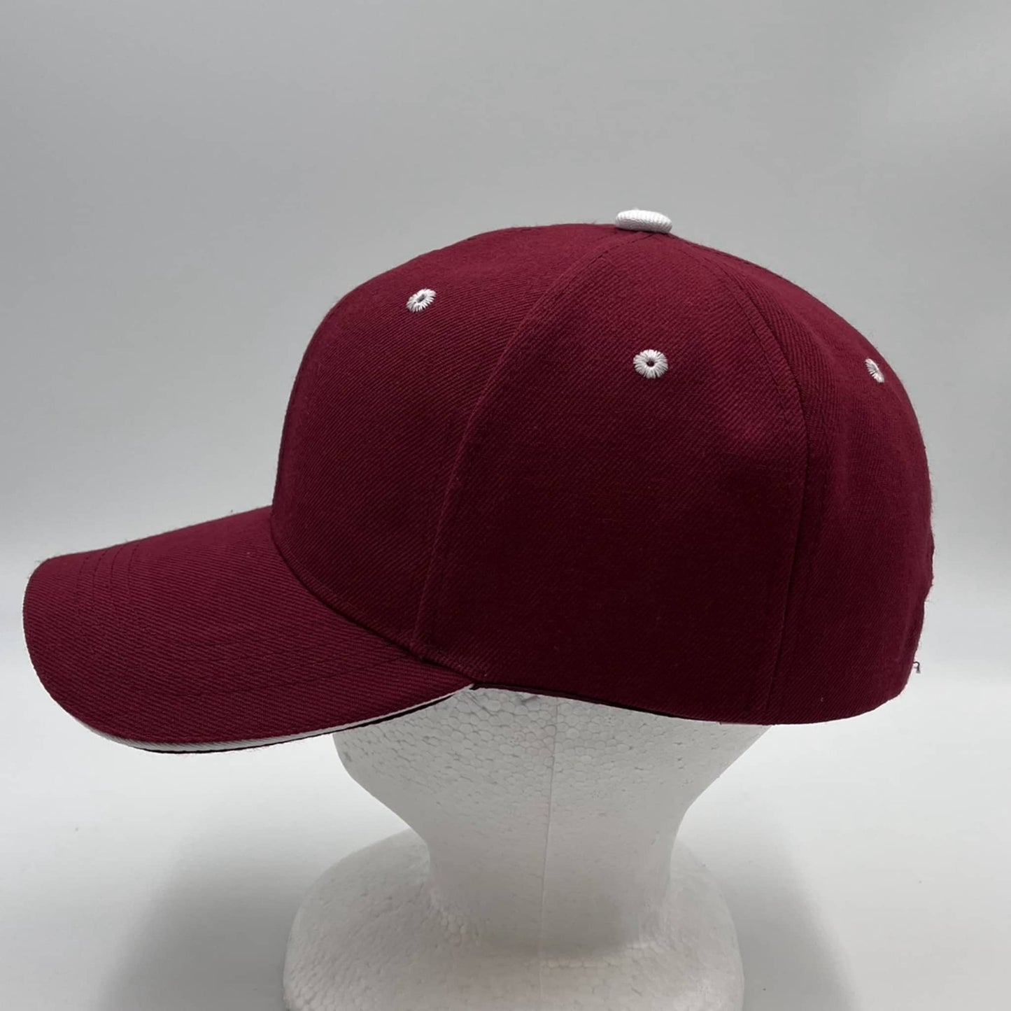 Alpha Omega Cap Plain Sandwich Velcro Maroon and White Eyelets 12 pack PCV0320 Cap Hat