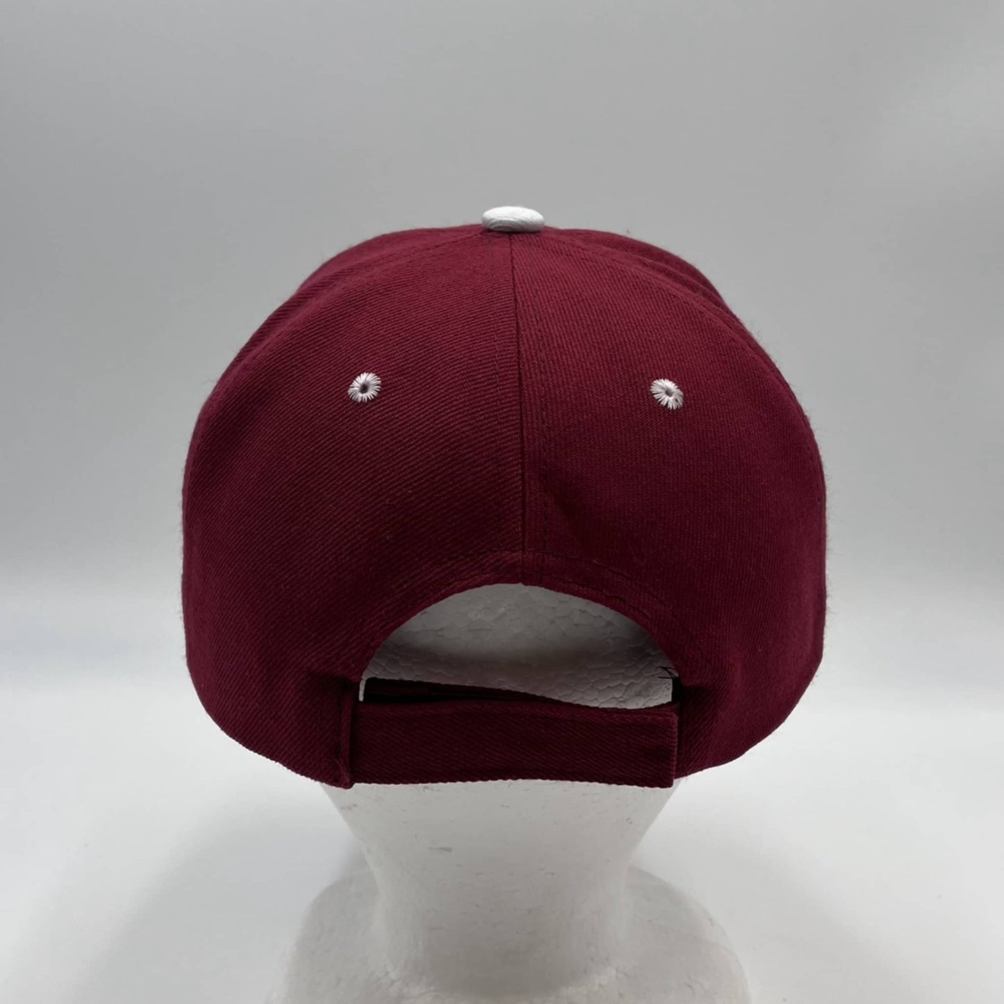 Alpha Omega Cap Plain Sandwich Velcro Maroon and White Eyelets 12 pack PCV0320 Cap Hat