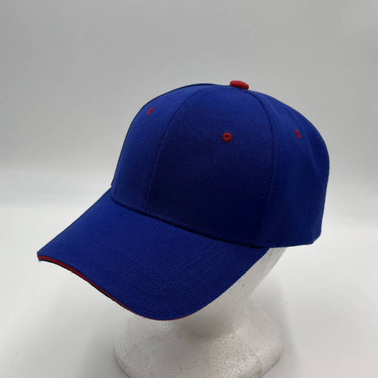 Plain Sandwich Velcro Blue and Red Eyelets 12 pack PCV0321 Cap Hat
