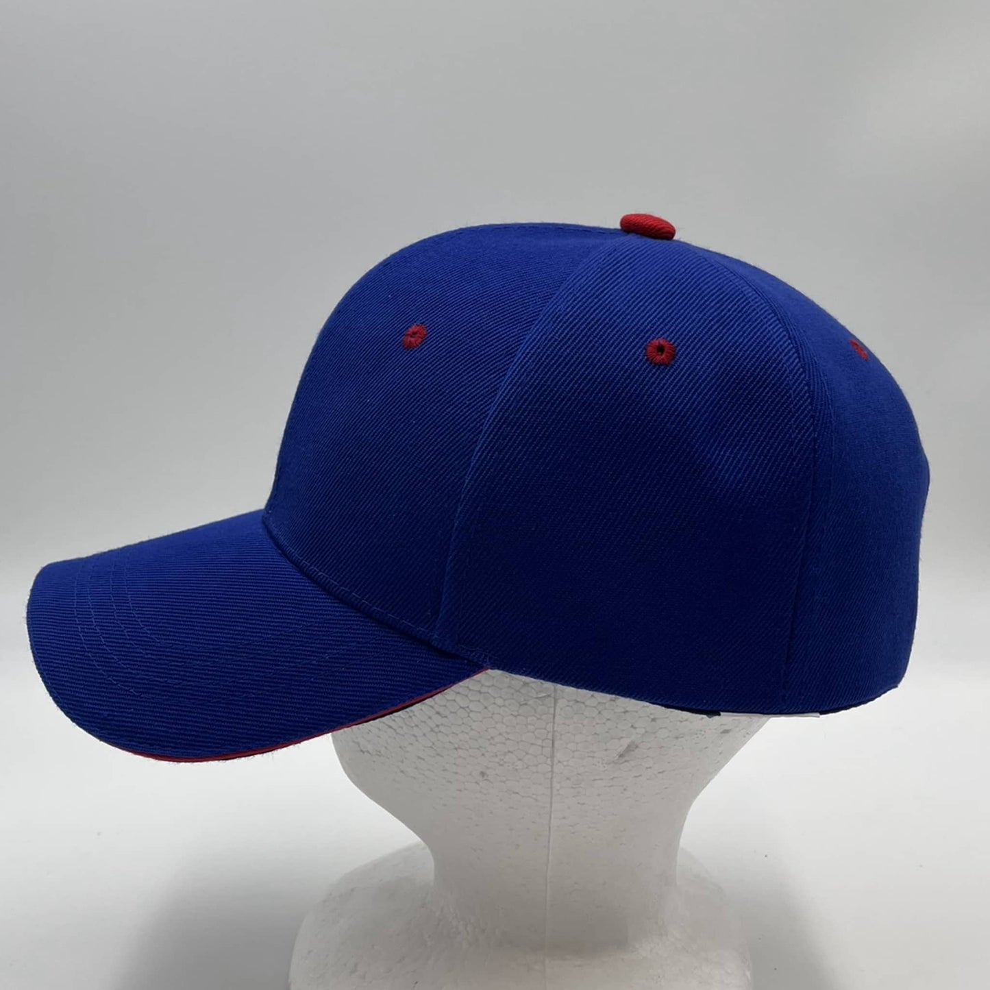 Plain Sandwich Velcro Blue and Red Eyelets 12 pack PCV0321 Cap Hat