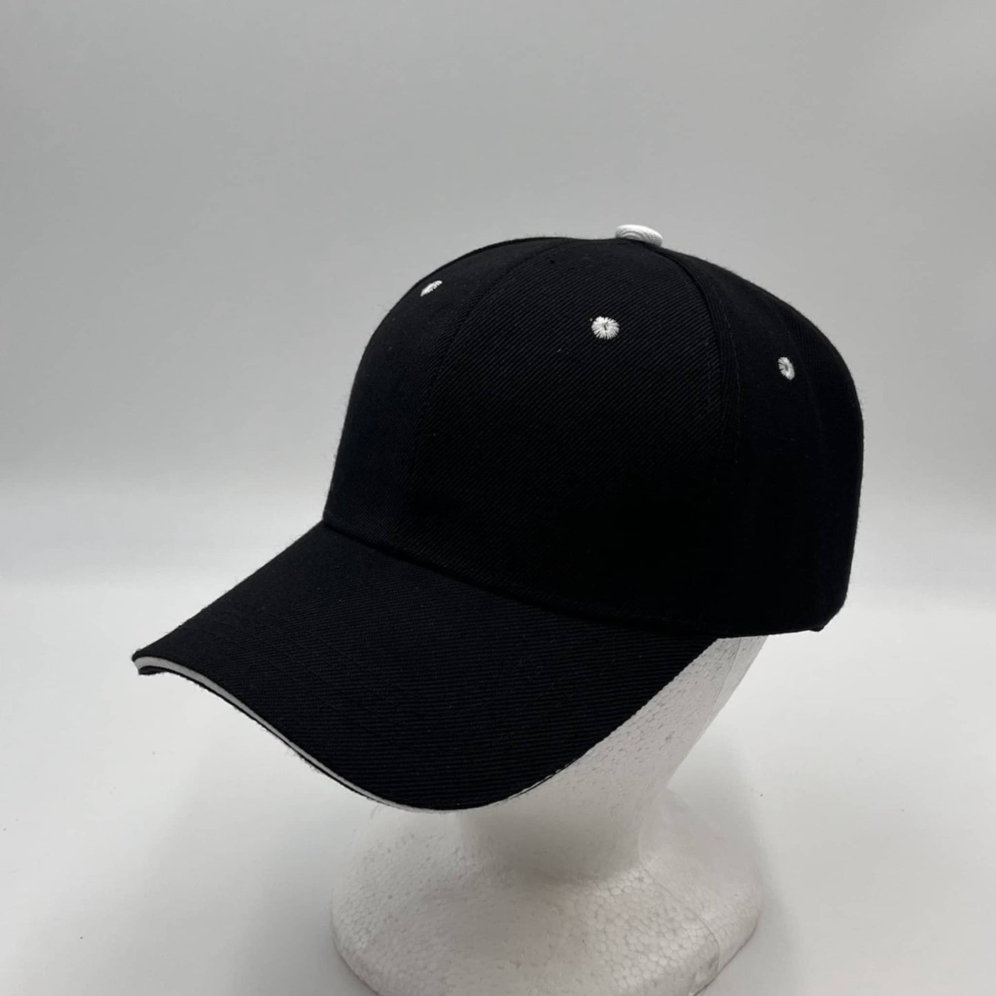 Plain Sandwich Velcro Black and White Eyelets 12 pack PCV0330 Cap Hat