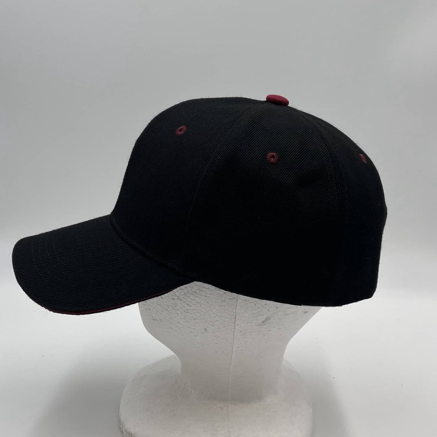 Plain Sandwich Velcro Black and Burgandy Eyelets 12 pack PCV0328 Cap Hat