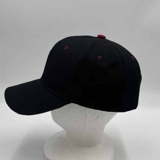 Plain Sandwich Velcro Black and Burgandy Eyelets 12 pack PCV0328 Cap Hat