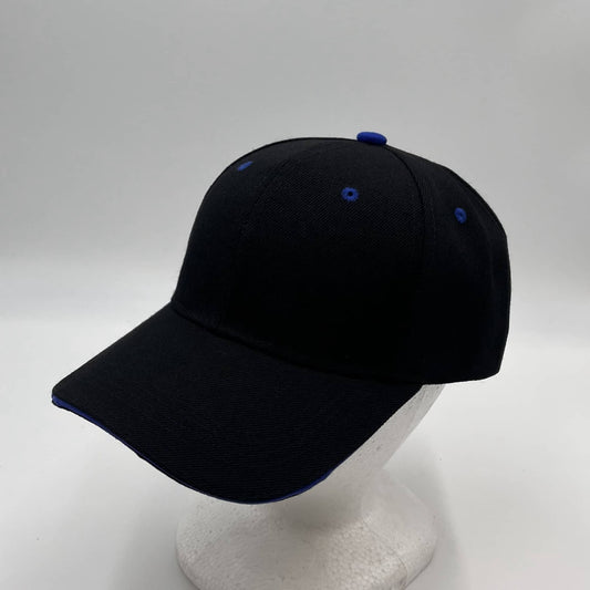 Plain Sandwich Velcro Black and Blue Eyelets 12 pack PCV0327 Cap Hat