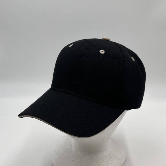 Plain Sandwich Velcro Black and Tan Eyelets 12 pack PCV0334 Cap Hat