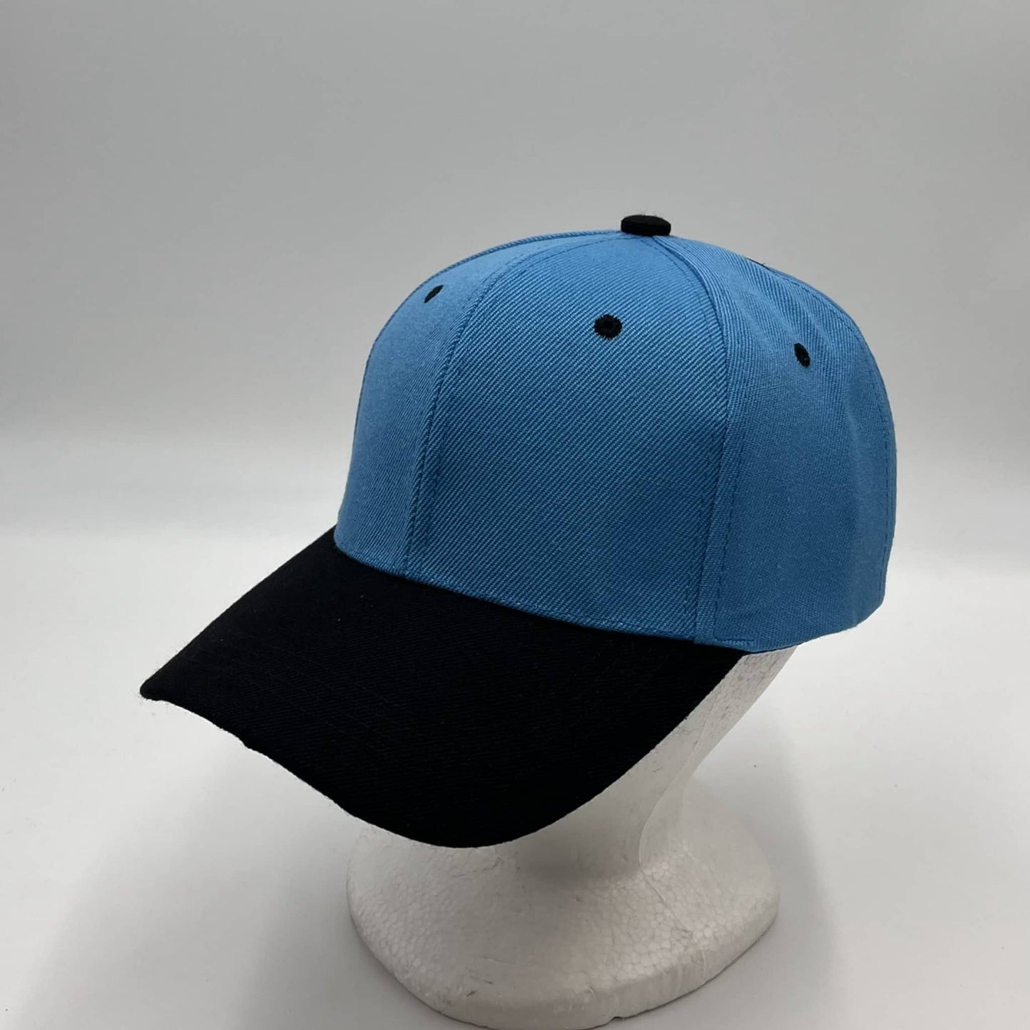 Alpha Omega Cap Plain Two Tone Velcro Blue and Black Eyelets/Bill 12 pack PCV0202 Cap Hat