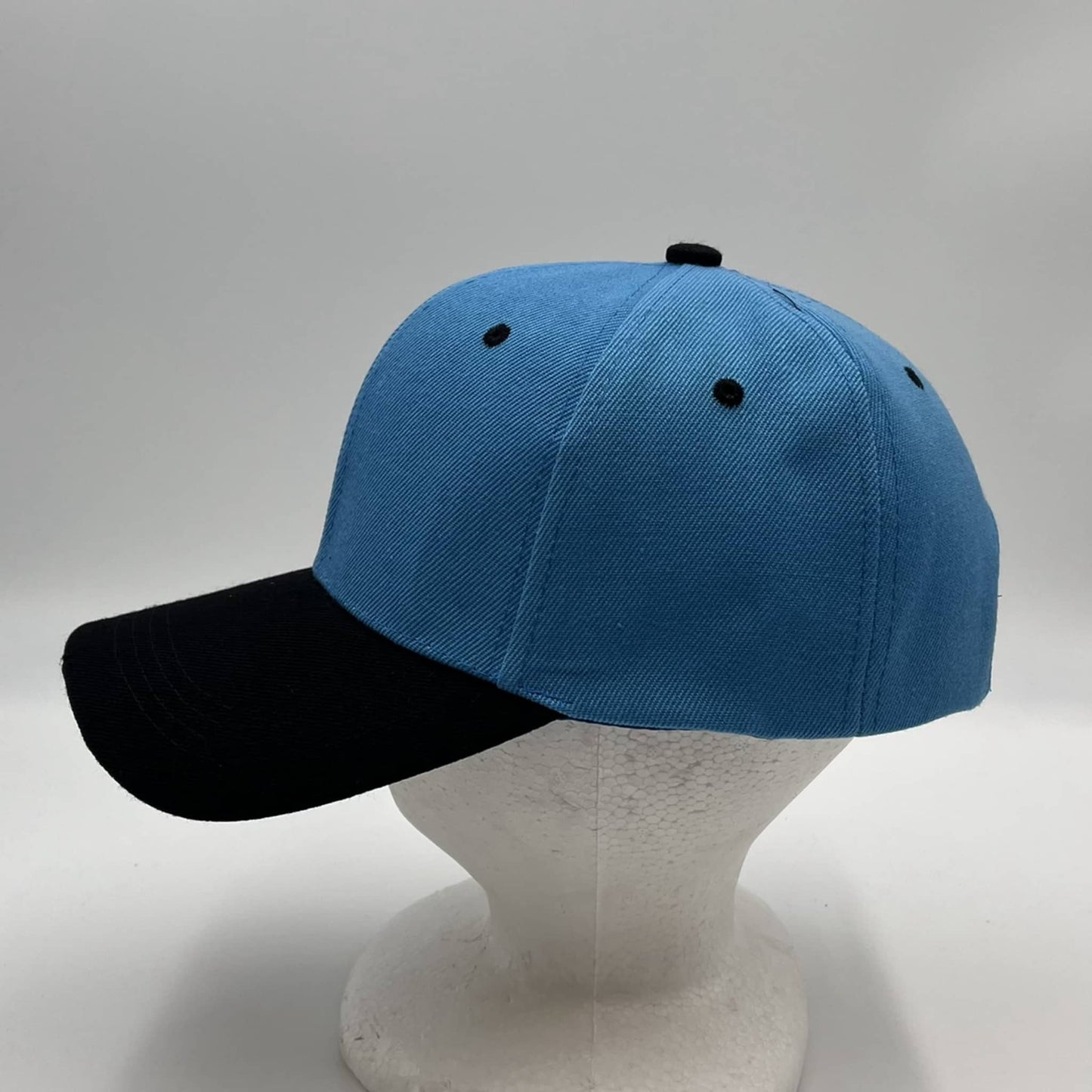Plain Two Tone Velcro Blue and Black Eyelets/Bill 12 pack PCV0202 Cap Hat