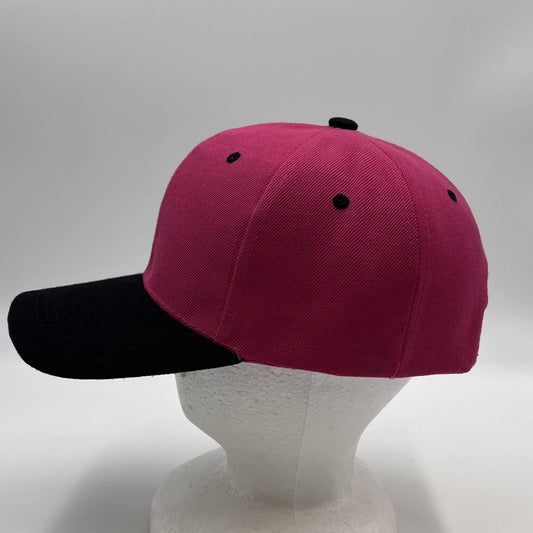 Plain Two Tone Velcro Pink and Black Eyelets/Bill 12 pack PCV0228 Cap Hat